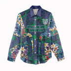 New Zealand Warriors Women Casual Shirt Tropical Polynesian Floral Pattern With Green And Blue Accents