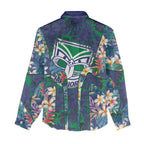 New Zealand Warriors Women Casual Shirt Tropical Polynesian Floral Pattern With Green And Blue Accents