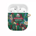South Sydney Rabbitohs AirPods Case Tropical Hibiscus Floral Pattern With Green And Red Accents