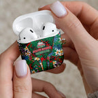South Sydney Rabbitohs AirPods Case Tropical Hibiscus Floral Pattern With Green And Red Accents
