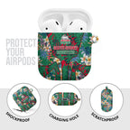South Sydney Rabbitohs AirPods Case Tropical Hibiscus Floral Pattern With Green And Red Accents