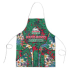 South Sydney Rabbitohs Apron Tropical Hibiscus Floral Pattern With Green And Red Accents