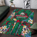 South Sydney Rabbitohs Area Rug Tropical Hibiscus Floral Pattern With Green And Red Accents