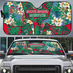 South Sydney Rabbitohs Auto Sun Shade Tropical Hibiscus Floral Pattern With Green And Red Accents