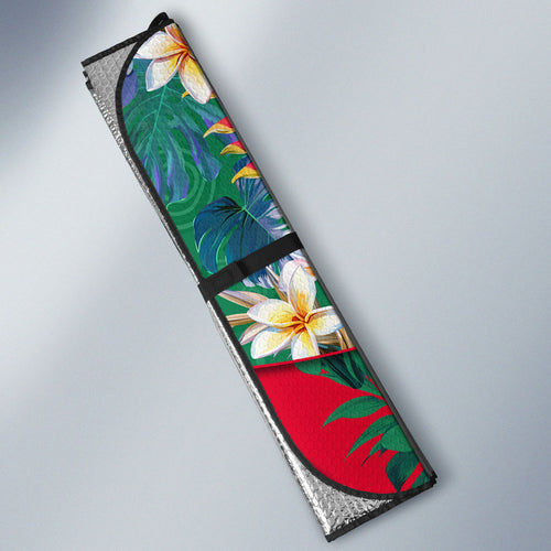 South Sydney Rabbitohs Auto Sun Shade Tropical Hibiscus Floral Pattern With Green And Red Accents