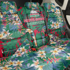 South Sydney Rabbitohs Back Car Seat Cover Tropical Hibiscus Floral Pattern With Green And Red Accents