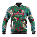 South Sydney Rabbitohs Baseball Jacket Tropical Hibiscus Floral Pattern With Green And Red Accents