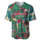 South Sydney Rabbitohs Baseball Jersey Tropical Hibiscus Floral Pattern With Green And Red Accents