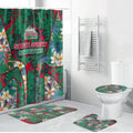 South Sydney Rabbitohs Bathroom Set Tropical Hibiscus Floral Pattern With Green And Red Accents