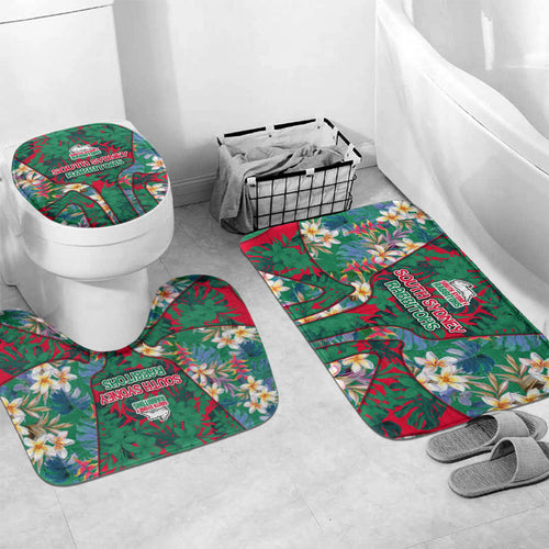 South Sydney Rabbitohs Bathroom Set Tropical Hibiscus Floral Pattern With Green And Red Accents