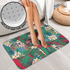 South Sydney Rabbitohs Bathroom Set Tropical Hibiscus Floral Pattern With Green And Red Accents