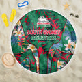 South Sydney Rabbitohs Beach Blanket Tropical Hibiscus Floral Pattern With Green And Red Accents