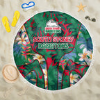South Sydney Rabbitohs Beach Blanket Tropical Hibiscus Floral Pattern With Green And Red Accents