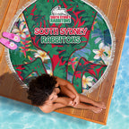 South Sydney Rabbitohs Beach Blanket Tropical Hibiscus Floral Pattern With Green And Red Accents