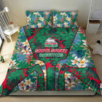 South Sydney Rabbitohs Bedding Set Tropical Hibiscus Floral Pattern With Green And Red Accents