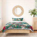 South Sydney Rabbitohs Bedding Set Tropical Hibiscus Floral Pattern With Green And Red Accents