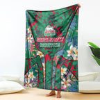 South Sydney Rabbitohs Blanket Tropical Hibiscus Floral Pattern With Green And Red Accents