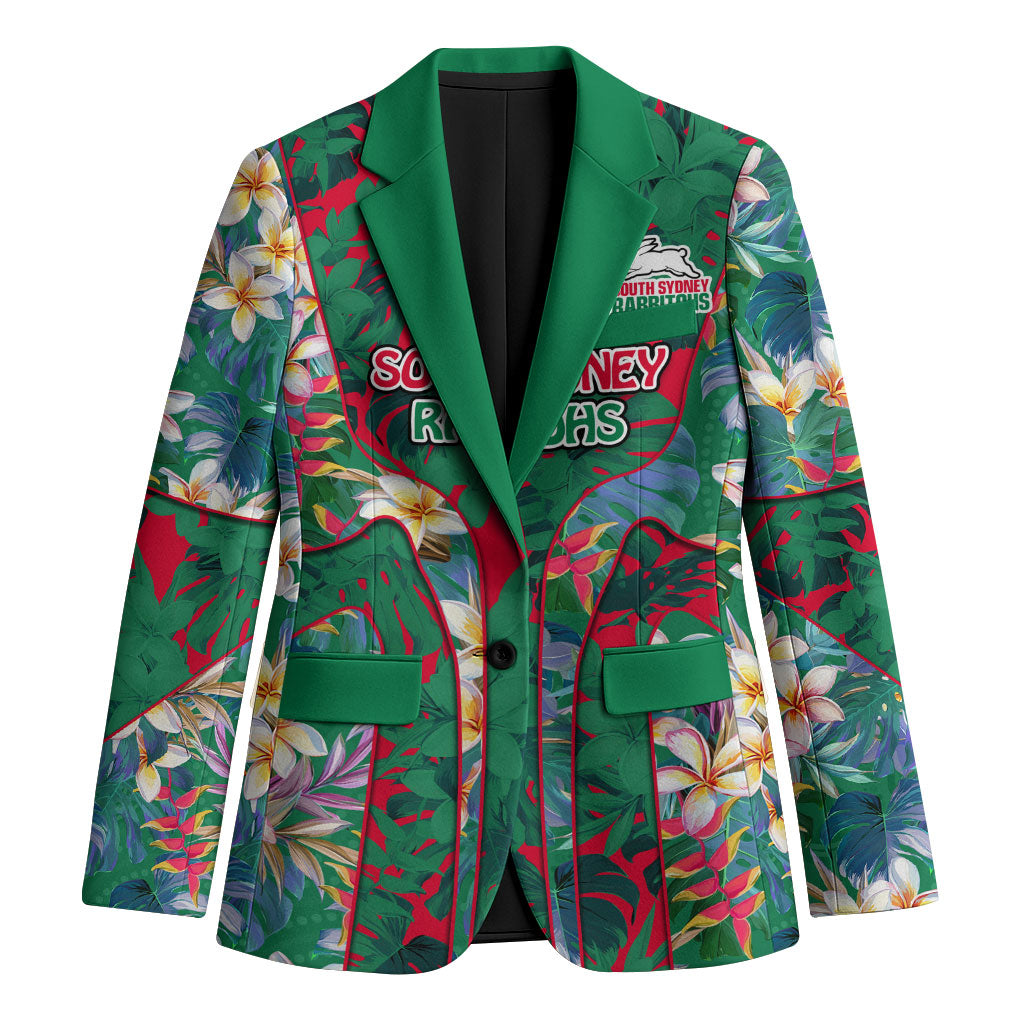 South Sydney Rabbitohs Blazer Tropical Hibiscus Floral Pattern With Green And Red Accents