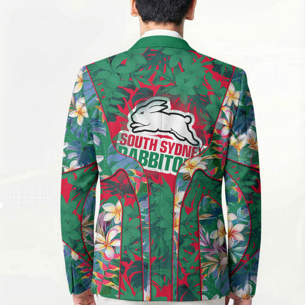 South Sydney Rabbitohs Blazer Tropical Hibiscus Floral Pattern With Green And Red Accents