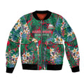 South Sydney Rabbitohs Bomber Jacket Tropical Hibiscus Floral Pattern With Green And Red Accents