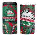 South Sydney Rabbitohs 4 in 1 Can Cooler Tumbler Tropical Hibiscus Floral Pattern With Green And Red Accents