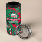 South Sydney Rabbitohs 4 in 1 Can Cooler Tumbler Tropical Hibiscus Floral Pattern With Green And Red Accents