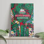 South Sydney Rabbitohs Canvas Wall Art Tropical Hibiscus Floral Pattern With Green And Red Accents