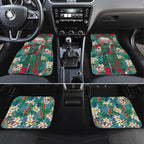 South Sydney Rabbitohs Car Mats Tropical Hibiscus Floral Pattern With Green And Red Accents
