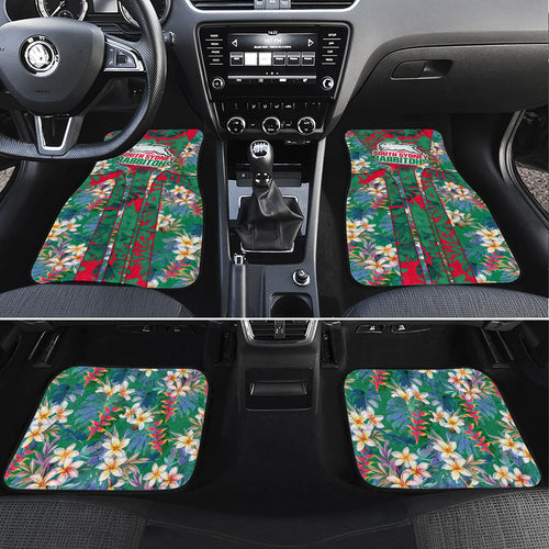 South Sydney Rabbitohs Car Mats Tropical Hibiscus Floral Pattern With Green And Red Accents
