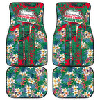 South Sydney Rabbitohs Car Mats Tropical Hibiscus Floral Pattern With Green And Red Accents