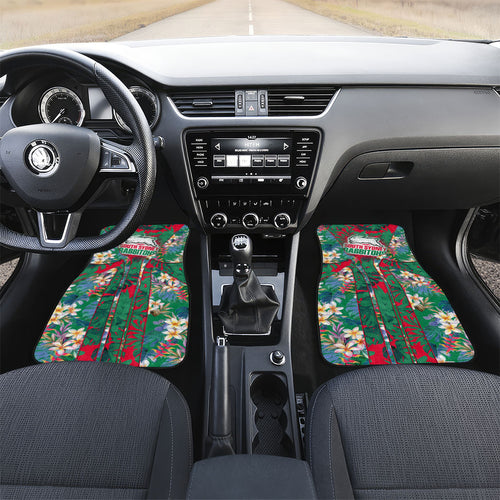 South Sydney Rabbitohs Car Mats Tropical Hibiscus Floral Pattern With Green And Red Accents