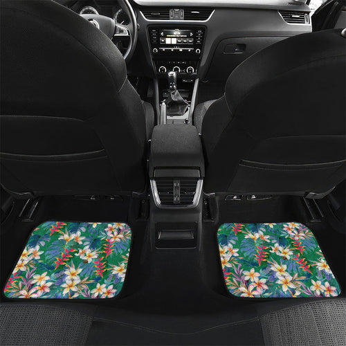 South Sydney Rabbitohs Car Mats Tropical Hibiscus Floral Pattern With Green And Red Accents