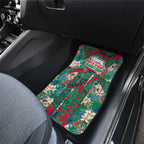 South Sydney Rabbitohs Car Mats Tropical Hibiscus Floral Pattern With Green And Red Accents