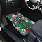 South Sydney Rabbitohs Car Mats Tropical Hibiscus Floral Pattern With Green And Red Accents
