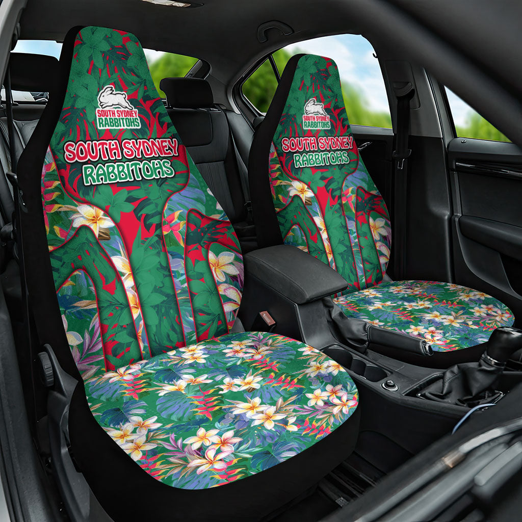 South Sydney Rabbitohs Car Seat Cover Tropical Hibiscus Floral Pattern With Green And Red Accents