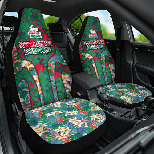 South Sydney Rabbitohs Car Seat Cover Tropical Hibiscus Floral Pattern With Green And Red Accents