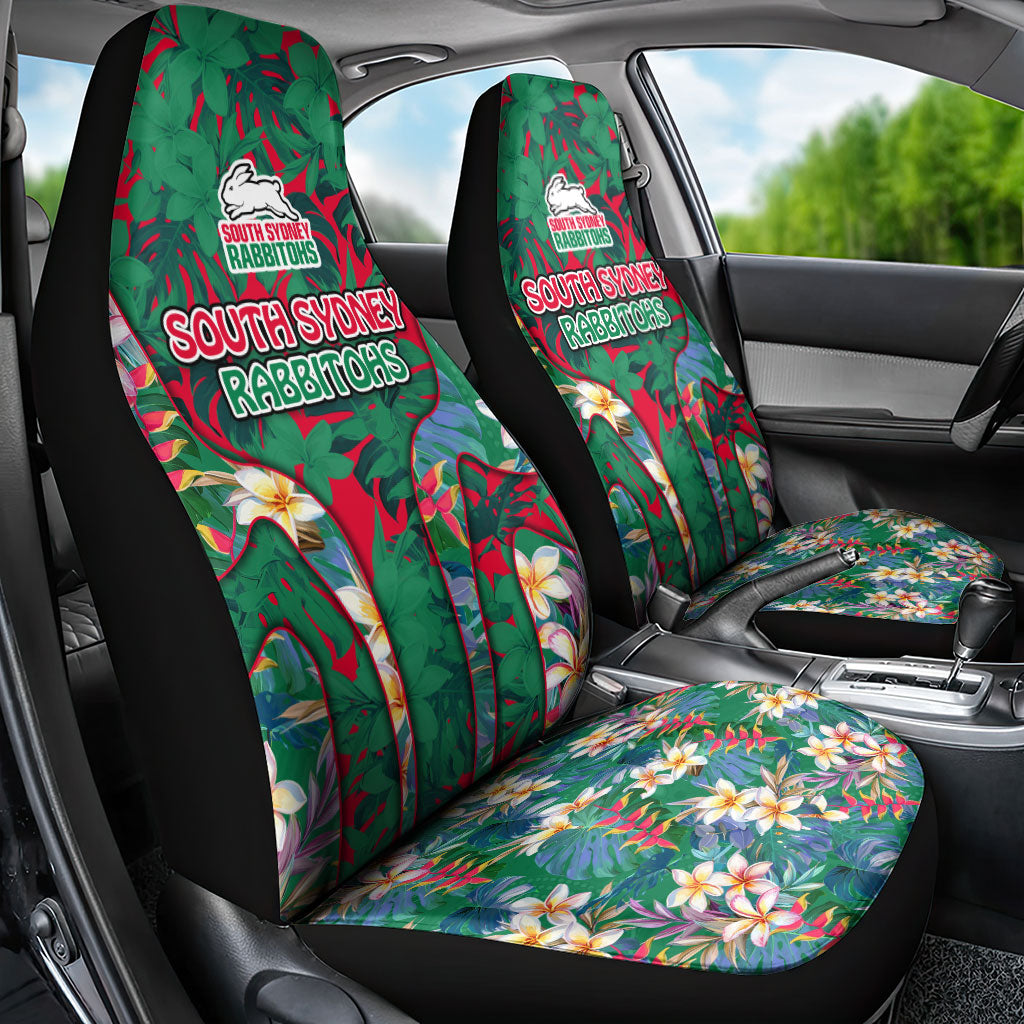 South Sydney Rabbitohs Car Seat Cover Tropical Hibiscus Floral Pattern With Green And Red Accents