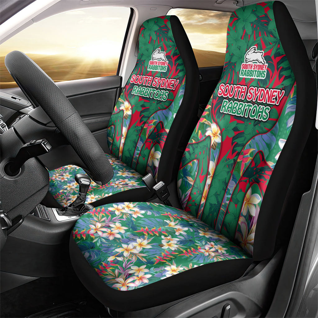 South Sydney Rabbitohs Car Seat Cover Tropical Hibiscus Floral Pattern With Green And Red Accents
