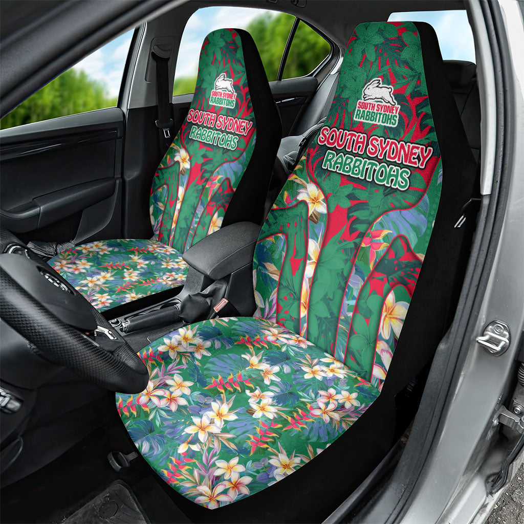 South Sydney Rabbitohs Car Seat Cover Tropical Hibiscus Floral Pattern With Green And Red Accents