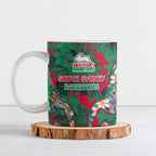 South Sydney Rabbitohs Ceramic Mug Tropical Hibiscus Floral Pattern With Green And Red Accents
