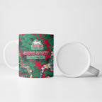 South Sydney Rabbitohs Ceramic Mug Tropical Hibiscus Floral Pattern With Green And Red Accents