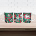 South Sydney Rabbitohs Ceramic Mug Tropical Hibiscus Floral Pattern With Green And Red Accents