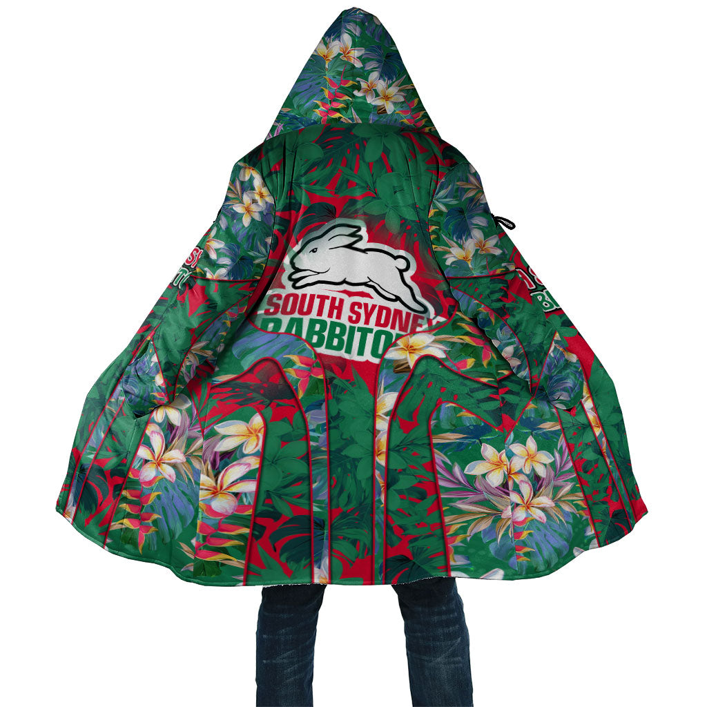 South Sydney Rabbitohs Cloak Tropical Hibiscus Floral Pattern With Green And Red Accents