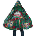 South Sydney Rabbitohs Cloak Tropical Hibiscus Floral Pattern With Green And Red Accents