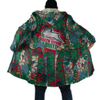 South Sydney Rabbitohs Cloak Tropical Hibiscus Floral Pattern With Green And Red Accents