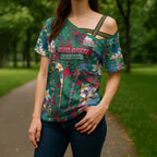South Sydney Rabbitohs Cross Shoulder Shirt Tropical Hibiscus Floral Pattern With Green And Red Accents