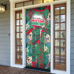 South Sydney Rabbitohs Door Cover Tropical Hibiscus Floral Pattern With Green And Red Accents