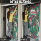 South Sydney Rabbitohs Door Cover Tropical Hibiscus Floral Pattern With Green And Red Accents