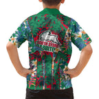 South Sydney Rabbitohs Family Matching Summer Maxi Dress and Hawaiian Shirt Tropical Hibiscus Floral Pattern With Green And Red Accents
