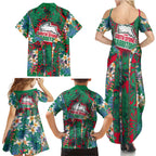 South Sydney Rabbitohs Family Matching Summer Maxi Dress and Hawaiian Shirt Tropical Hibiscus Floral Pattern With Green And Red Accents